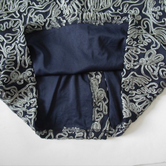 Js Collection Silver Embroidered Short Sleeve Boat Neck Sheath Cocktail Dress - Picture 6 of 13